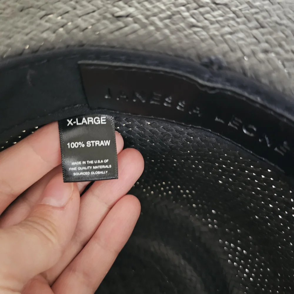 $287 Janessa Leone Sherman Straw Fedora In black XL - Picture 8 of 12